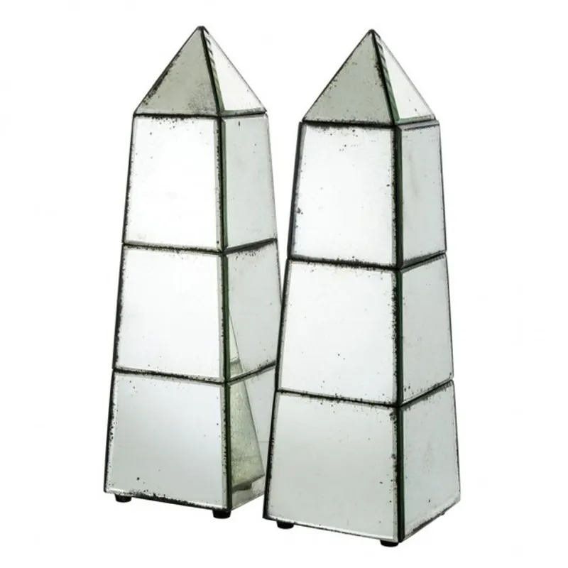 Casa Padrino luxury Obelisk Sculpture Set (2 pcs) antique style mirror glass - Hotel facility - luxury decoration Super-Preis