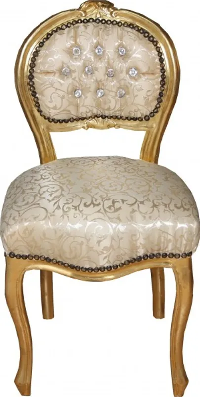Aktuell Casa Padrino Ladys fabric pattern cream / gold with bling bling rhinestones - dressing table chair