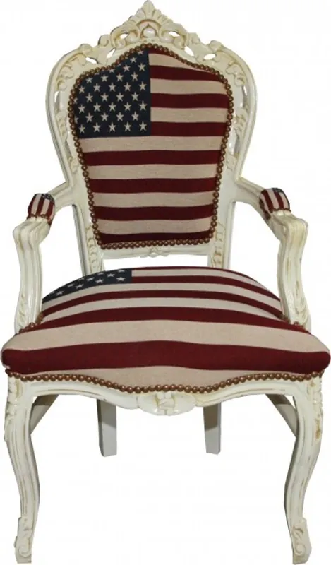 Rabatt Casa Padrino Baroque Dinner Chair with armrests USA / Antique Cream Style