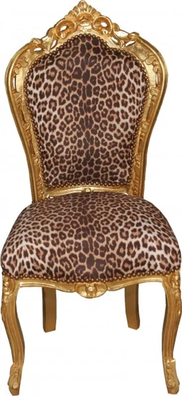 Bestseller Baroque dining room chair Leopard / Gold Mod2 - Baroque furniture