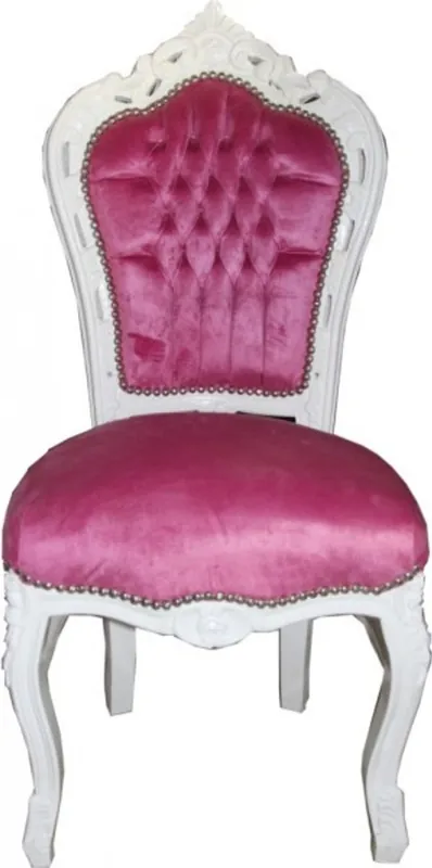 Baroque Dinner Chair Pink / White Preisreduziert