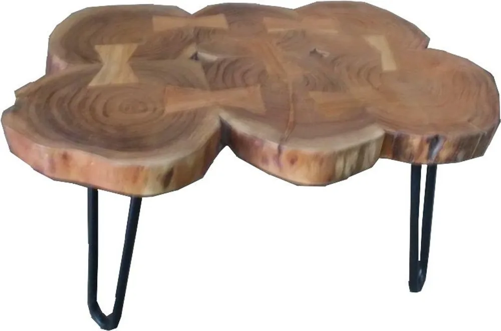 Direktkauf Casa Padrino table of acacia wood / iron 80-115 cm - Industrial Furniture Stool Table
