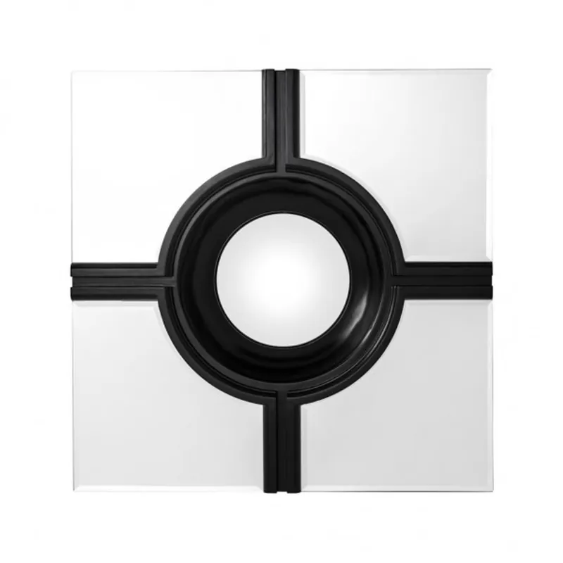 Casa Padrino luxury wall mirror Art Deco Black / mirror glass 61 x 61 cm - Wall Mirror Sonderangebot