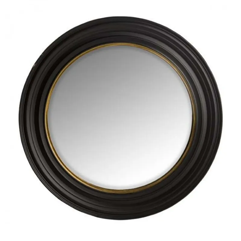 Casa Padrino luxury wall mirror Neo Classic Black convex with gold inner border curved 75 x 75 cm - Wall Mirror Abverkauf