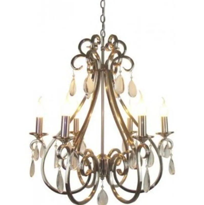 Casa Padrino Baroque Ceiling Crystal Chandelier Silver Diameter 63 x H 70 cm Antique Style - Furniture Chandelier Chandelier Hanging Lamp Sonderaktion