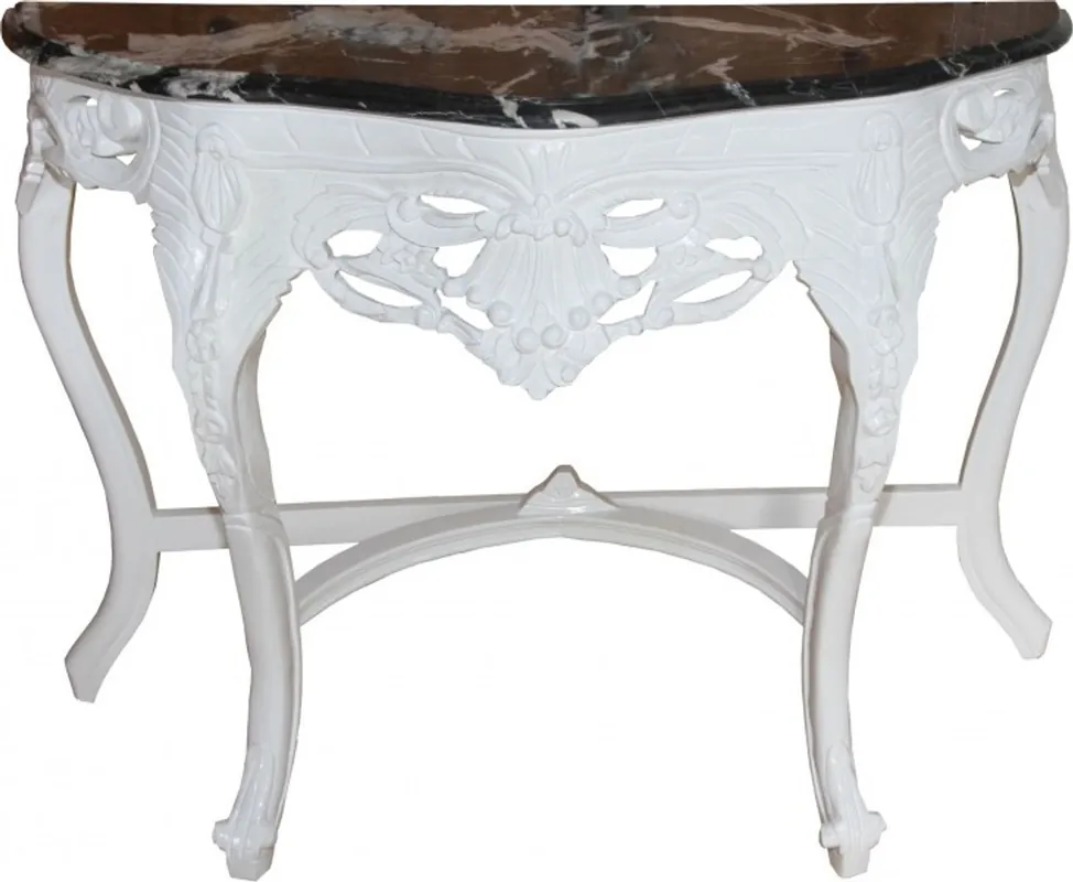 Finale Aktion Casa Padrino Baroque console table White / Black with marble top Mod2 - Console