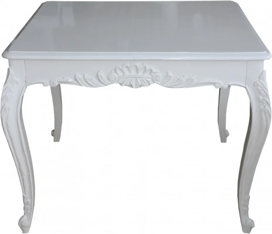 Casa Padrino Baroque Dining Table White 100 cm x 100 cm- Dining Table - Antique Style Furniture Neue Kollektion