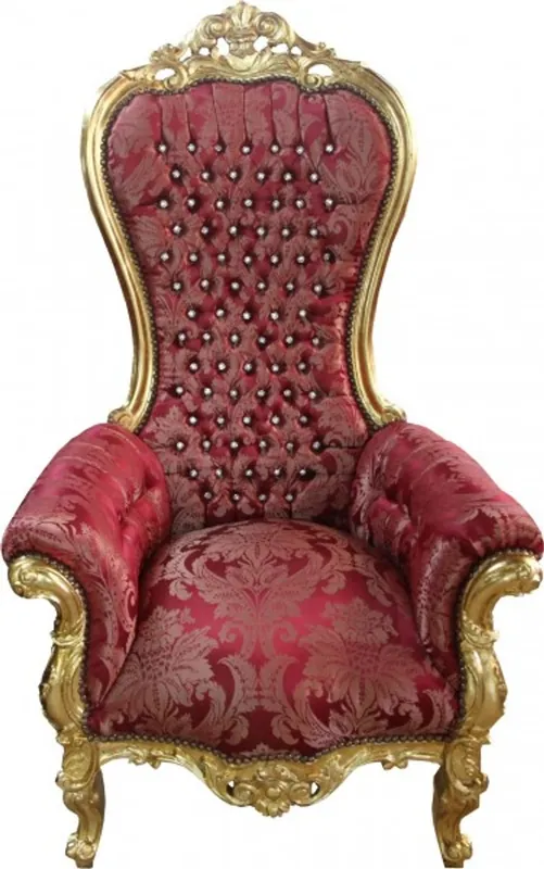 Casa Padrino baroque throne Majestic Medium Bordeaux Pattern / Gold with Bling Bling diamante - throne chair Sonderaktion