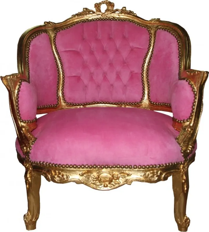 Saisonangebot Casa Padrino Baroque Salon Lounge Chair Rose / Gold - Cocktail armchair