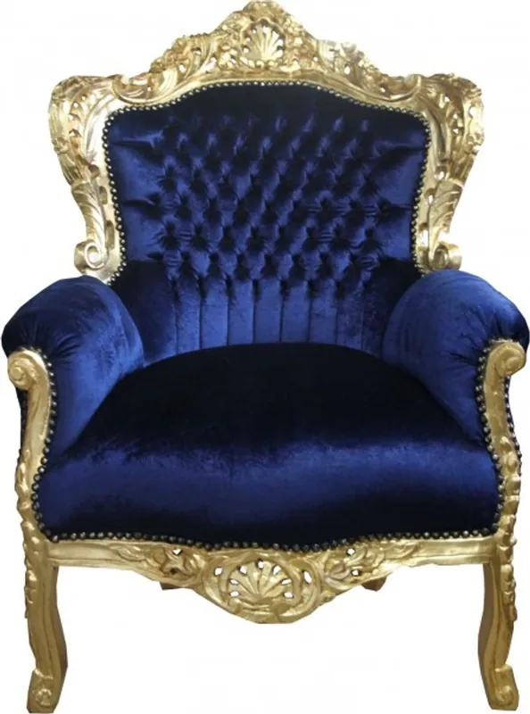 Casa Padrino Baroque Armchair "King" Royal Blue / Gold Letzte Chance