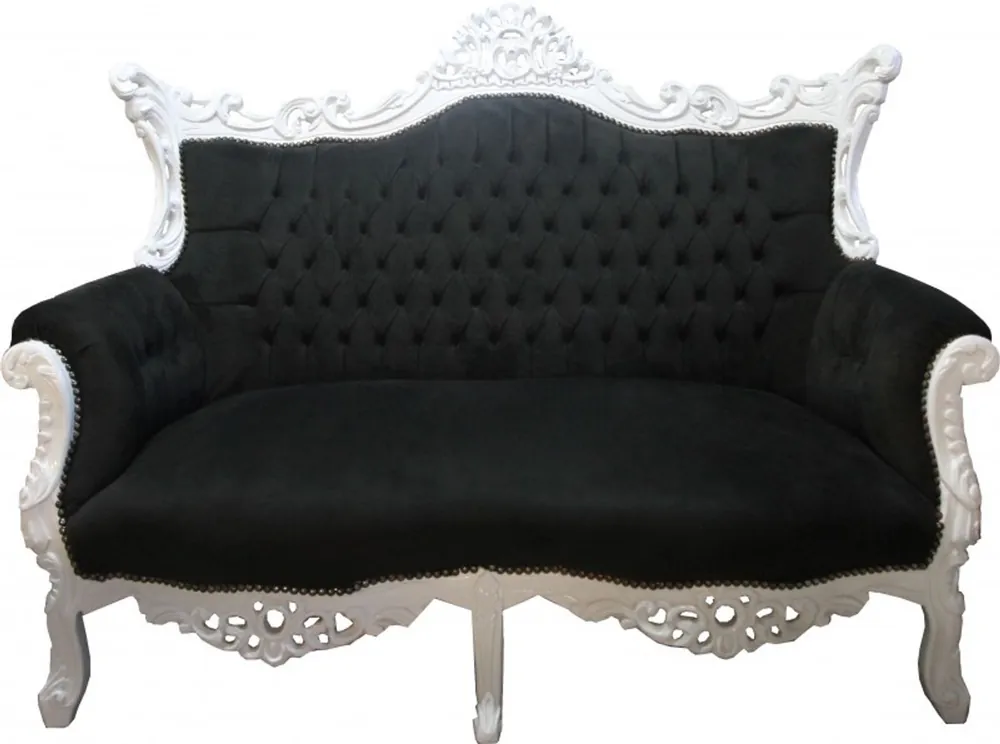 Top-Angebot Casa Padrino Baroque 2-seater sofa Master Black / White - Antique furniture
