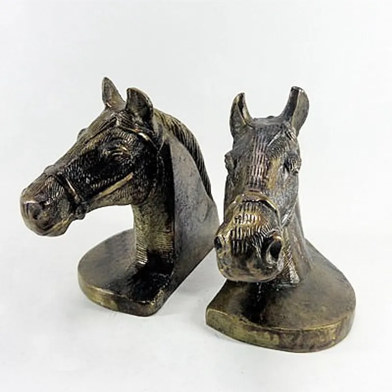 Rabatt Casa Padrino Bookends Set Horseheads Brass - Letter - Book End Bookends