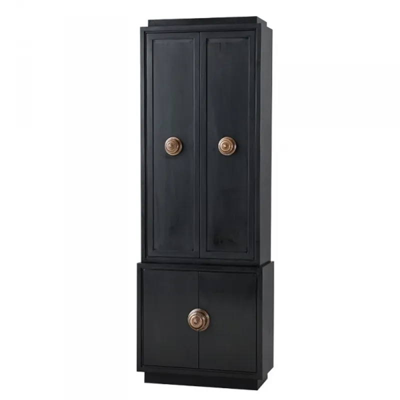 Casa Padrino Luxury Cabinet Black Solid Wood Brass Handles - Living Room Cabinet Baroque Art Nouveau Rococo Shop Furnishings - Luxury Hotel & Boutique Furniture Rabatt