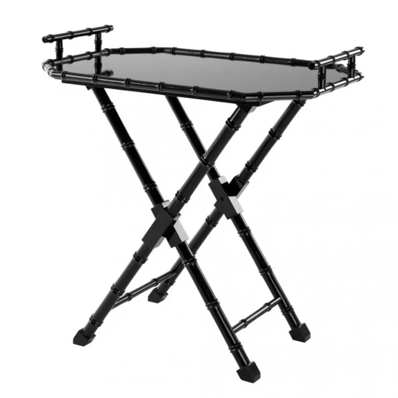 Casa Padrino Luxury Bar Table Black Bamboo design with removable tray Black high gloss - Neoclassical - Hotel restaurant furniture Neue Ware