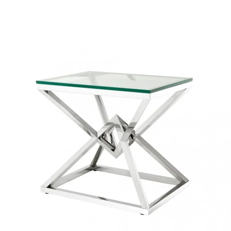 Casa Padrino luxury side table stainless steel nickel finish 65 x 50 x H 60 cm - table furniture Markenware