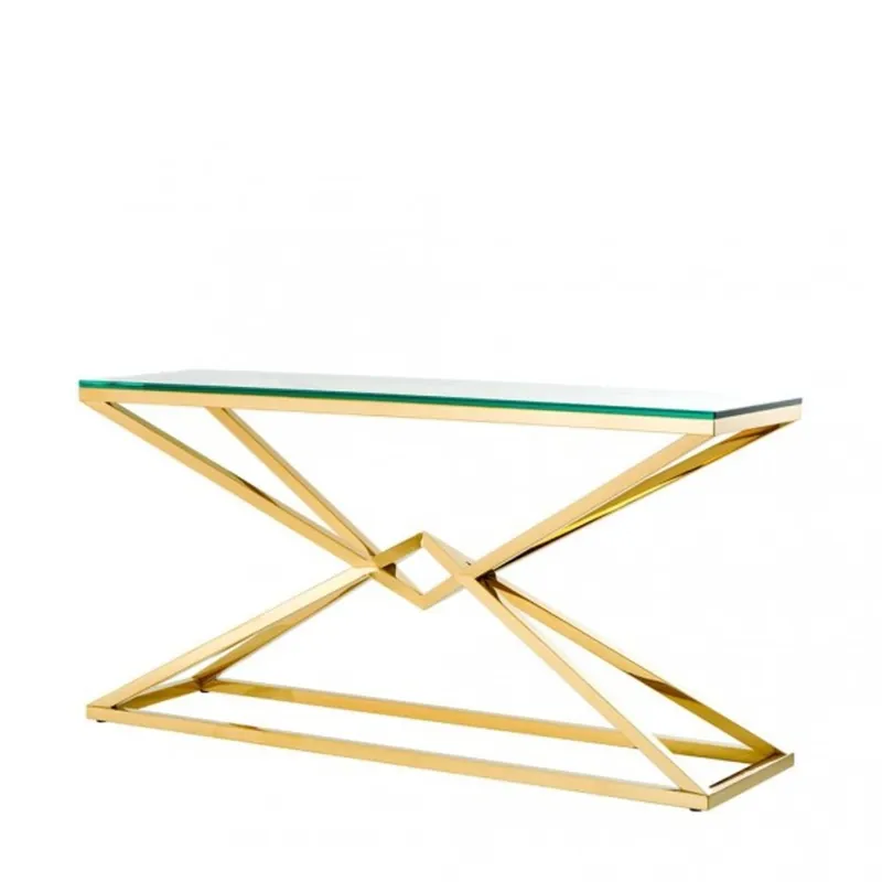 Neuheit Casa Padrino Luxury Console Stainless Steel Gold Finish 150 x 40 x H 74 cm - Console Table Furniture