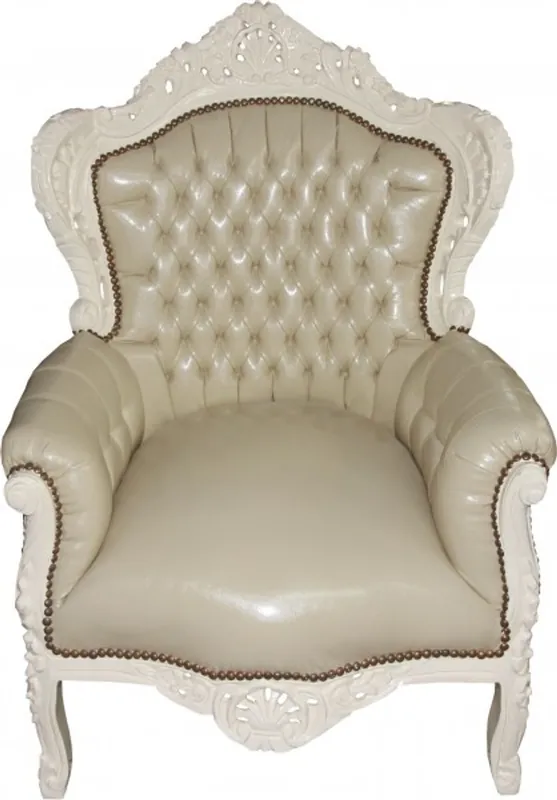 Casa Padrino Baroque chair "King" cream / cream leather optic Bestpreis