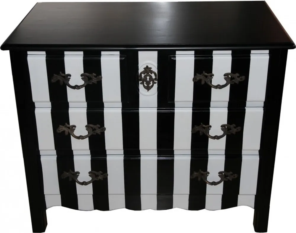 Casa Padrino Baroque Chest Black / White Stripe 94cm - antique style furniture Beliebt