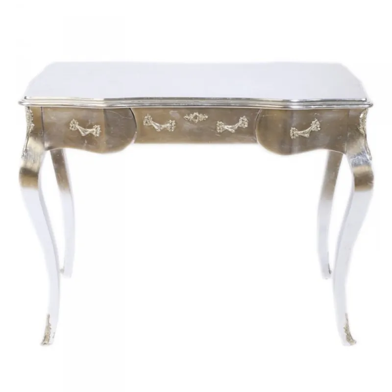 Casa Padrino luxury baroque desk / console silver incl. Glass panel 97 x 78 x 48 cm - secretary luxury furniture Billig