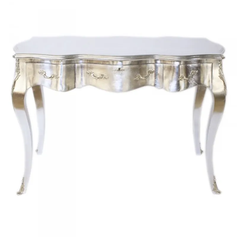 Casa Padrino Baroque Desk Secretary / Console Silver 120 x 60 x H80 cm - luxury furniture Markenware
