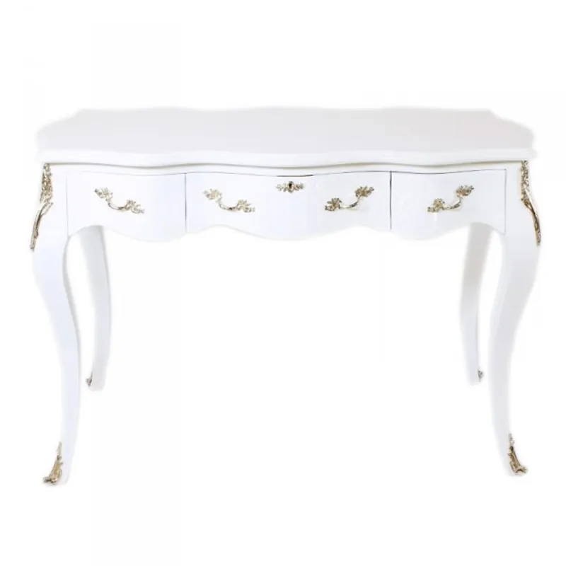 Casa Padrino Baroque Desk Secretary / Console White / Silver 120 x 60 x H80 cm - luxury furniture Expressversand
