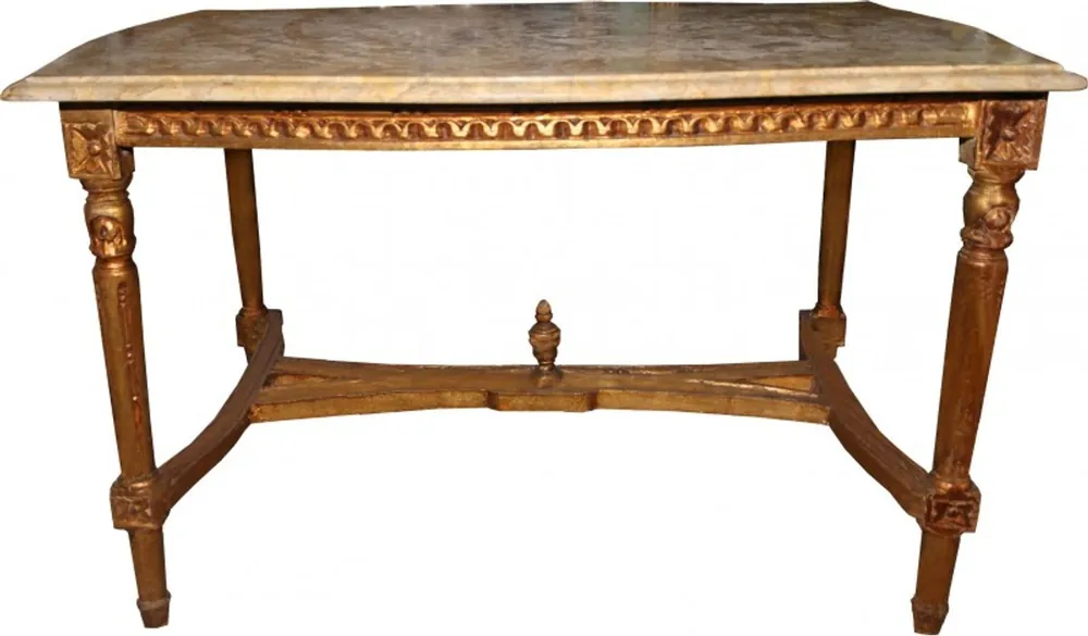 Angebot Casa Padrino Baroque Couch Table Gold with Cream Marble Panel 96 x 64 cm - Limited Edition