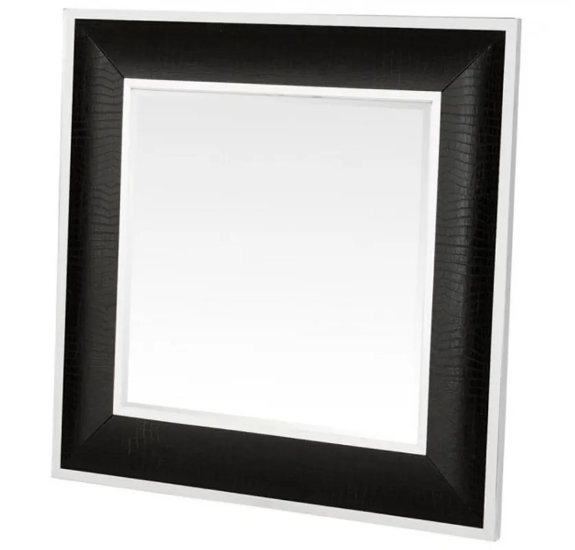 Kracherpreis Casa Padrino Designer Luxury Wall Mirror Alligator Black 100 x H 100 cm - Luxury Quality
