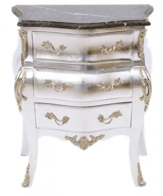 Neue Kollektion Casa Padrino baroque chest of drawers silver with marble top 65 x 40 x H 75 cm - night table console