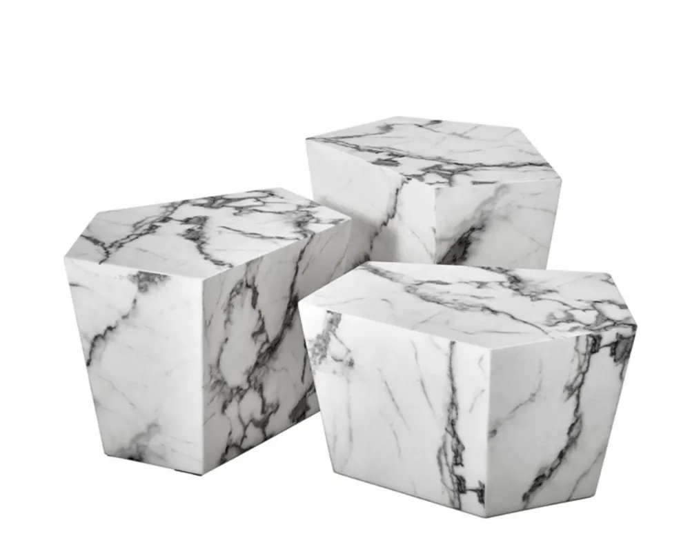 Casa Padrino Art Deco luxury coffee table faux marble set of 3 - living room coffee table - Luxury Table Highlight