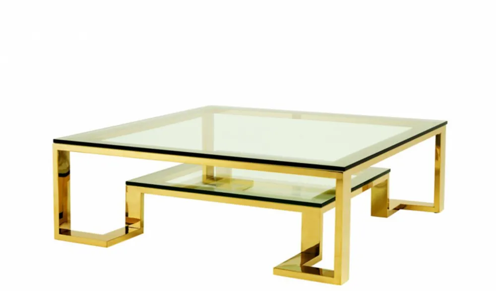 Casa Padrino Art Deco luxury coffee table gold 120 x 120 x H. 40 cm - living room coffee table - Luxury Hotel Furniture Direktkauf