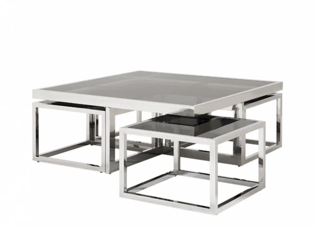 Casa Padrino Art Deco luxury coffee table set of 5 with smoke glass - living room coffee table - Luxury Quality Online Kaufen