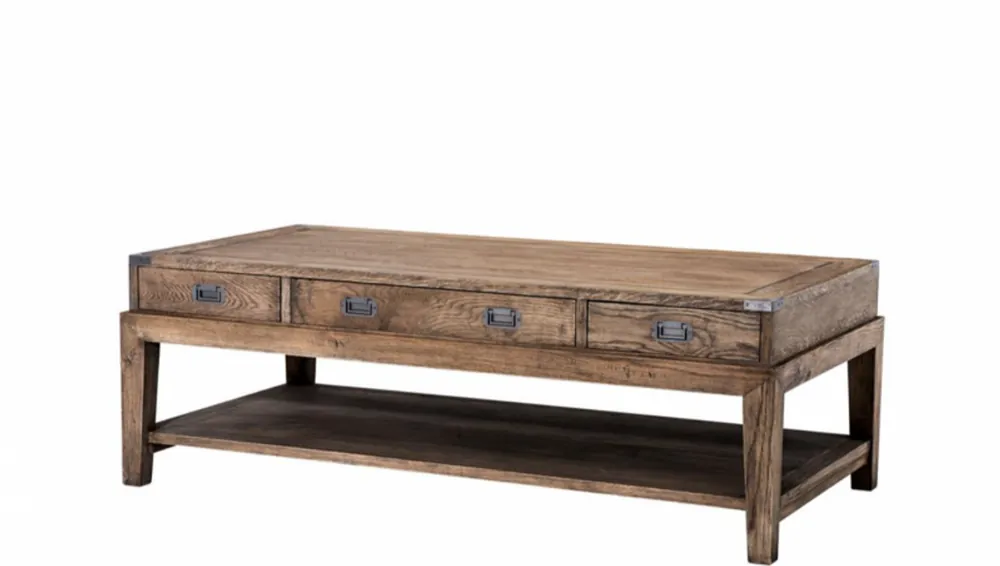 Casa Padrino Art Deco luxury reclaimed oak wood coffee table - living room coffee table - Luxury Hotel Table Must-Have