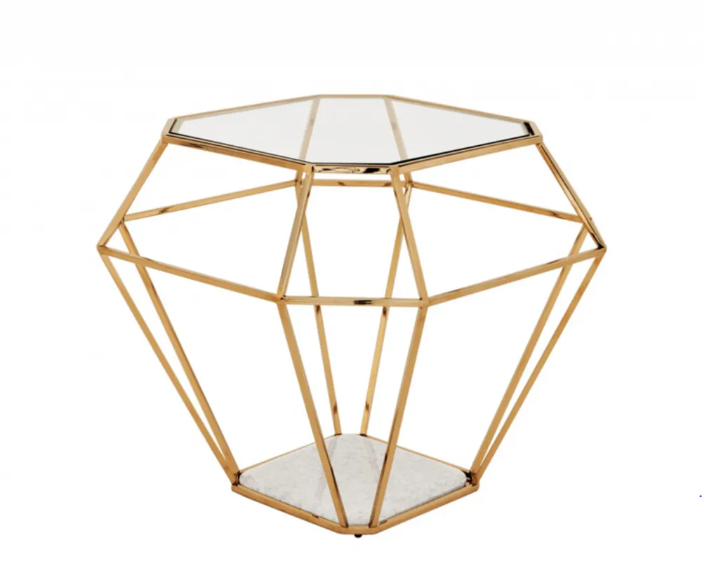 Kracherpreis Casa Padrino luxury art deco designer side table gold with white marble top - Luxury Side Table Hotel Furniture