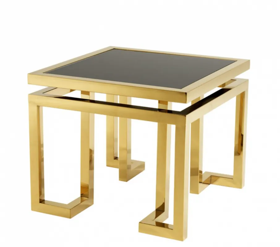 Angebot Casa Padrino luxury art deco designer side table gold with black glass - Hotel Table Furniture