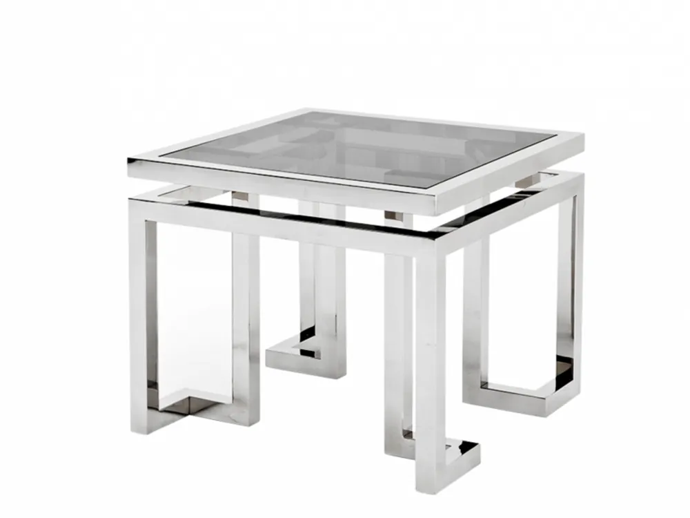 Casa Padrino luxury art deco designer side table with smoke glass - Hotel Table Furniture Highlight