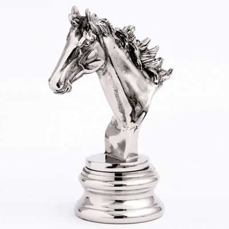 Casa Padrino Figurine horse on pedestal, aluminum, nickel-plated 15.5 x 10 x H23 cm - precious & sumptuous Super-Preis