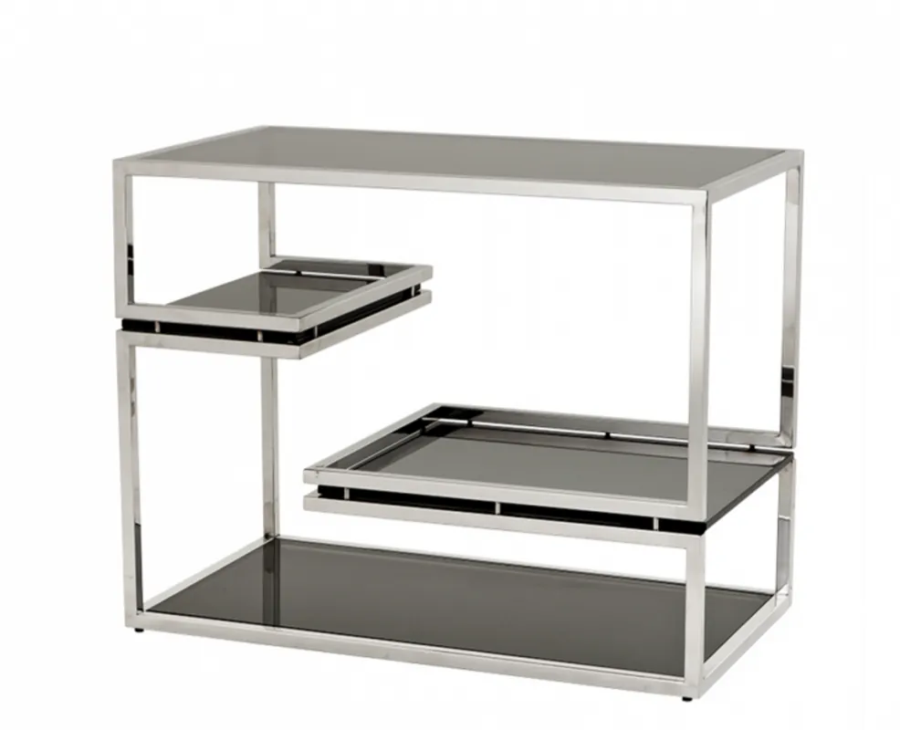 Casa Padrino luxury art deco designer side table with smoke glass - Hotel Table Furniture Neuheit
