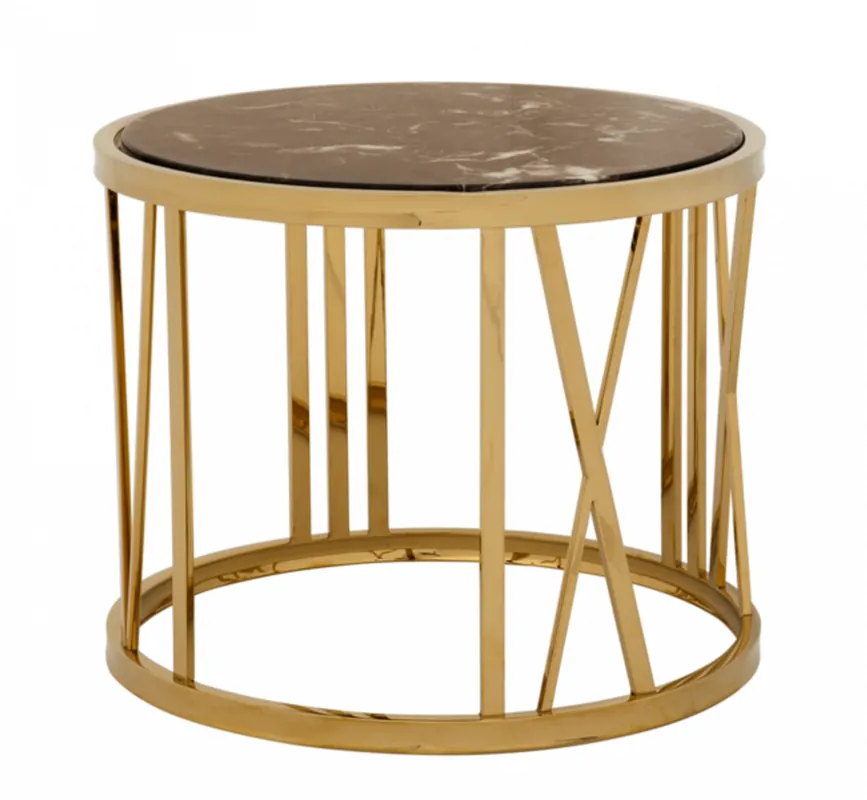 Casa Padrino luxury art deco designer side table gold with brown marble top - Luxury Collection Neu