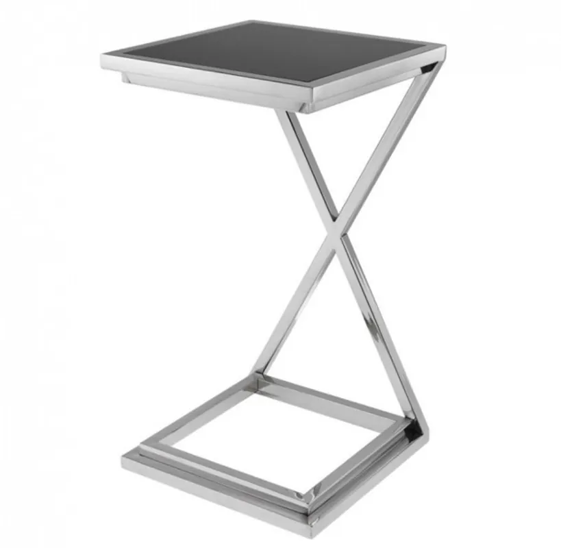 Angebot Casa Padrino luxury art deco designer side table nickel with black glass - Luxury Hotel Furniture