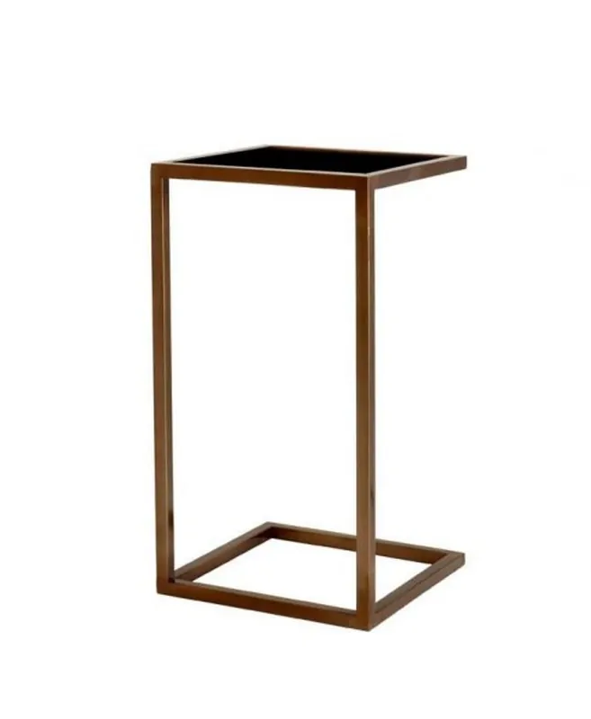 Casa Padrino luxury art deco designer side table antique brass with black glass - Luxury Quality Bestseller