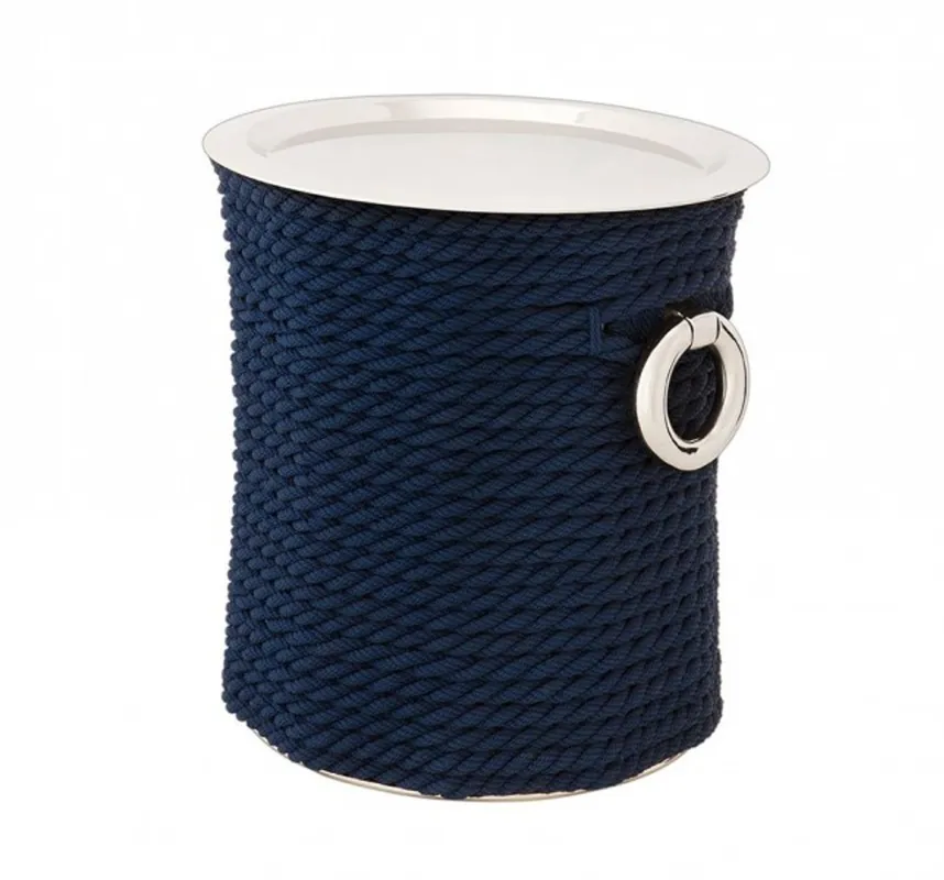 Casa Padrino luxury art deco designer side table nickel with blue rope - Luxury Side Table Neu Im Sortiment