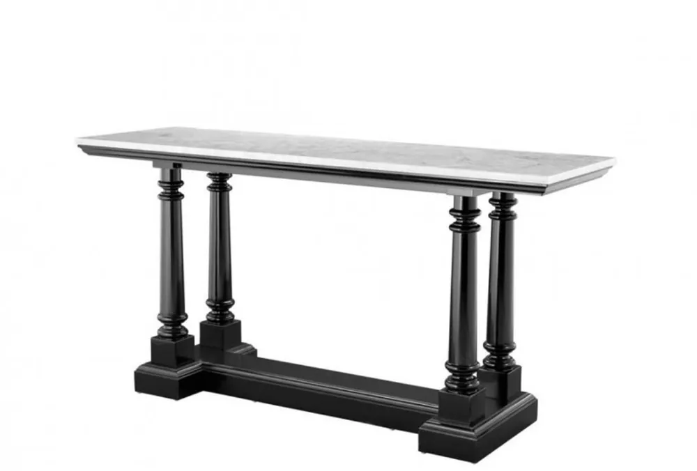 Casa Padrino Luxury Mahogany Wood Console Table Black with Marble Top - Luxury Console Table Preiswert
