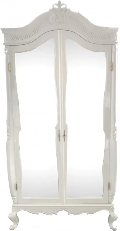 Casa Padrino Baroque wardrobe White high gloss B 110 x H 230 cm Bedroom cabinet - antique style Letzte Chance