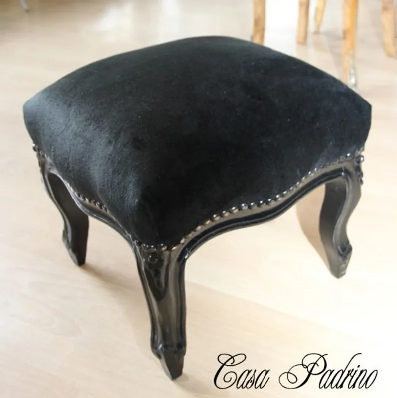 Casa Padrino ottoman Baroque Black/Black - antique style stool Bestseller