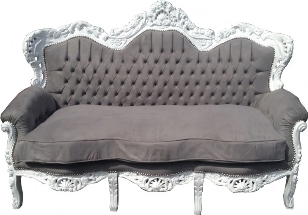 Rabatt Casa Padrino Baroque 3-seater Sofa "King" Gray / White - Baroque furniture