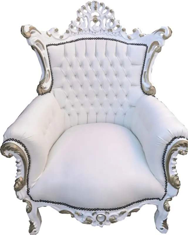 Mega-Angebot Casa Padrino Baroque armchair Al Capone White / white with gold decoration - Antique furniture