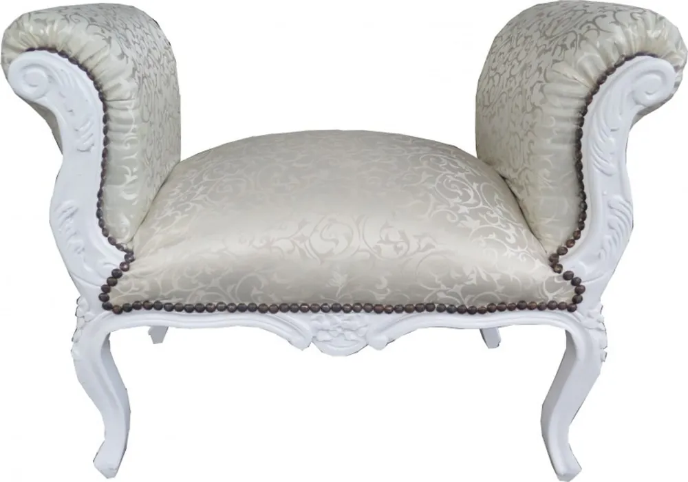 Casa Padrino Baroque stool Stool Cream Pattern / White - Bench Meistverkauft