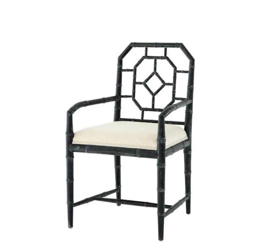 Markenware Casa Padrino luxury dining room chair with armrest black - Limited Edition