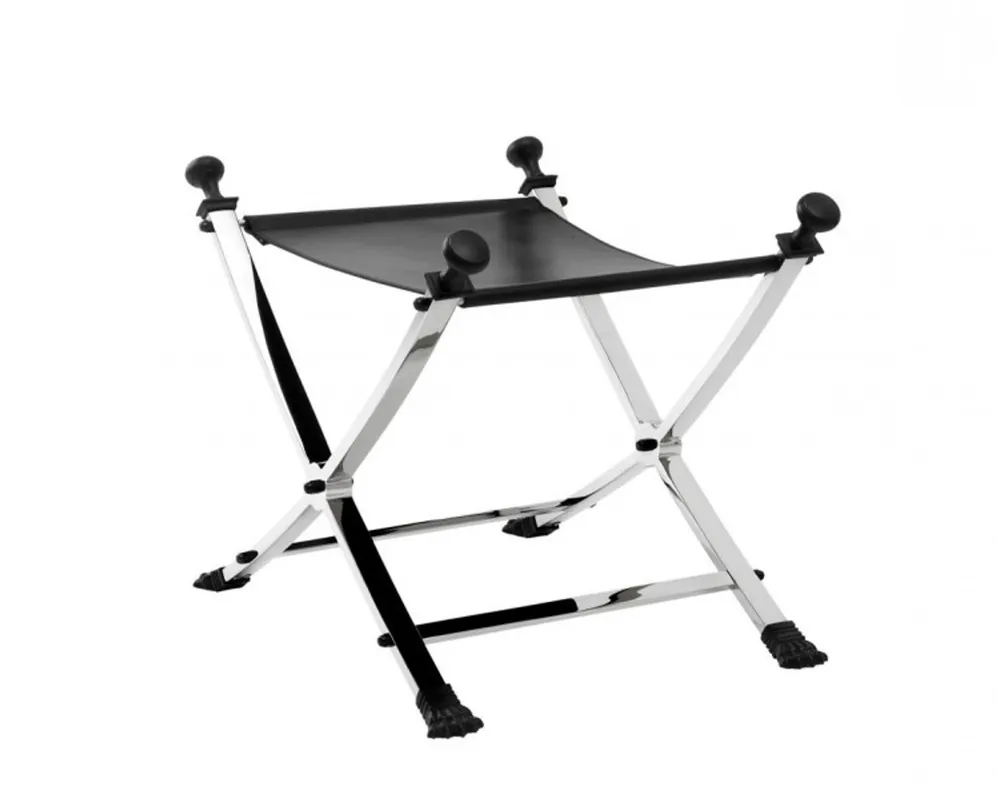Casa Padrino luxury stool with black leather 61 x 46 x H. 48 cm - Limited Edition Mega-Angebot