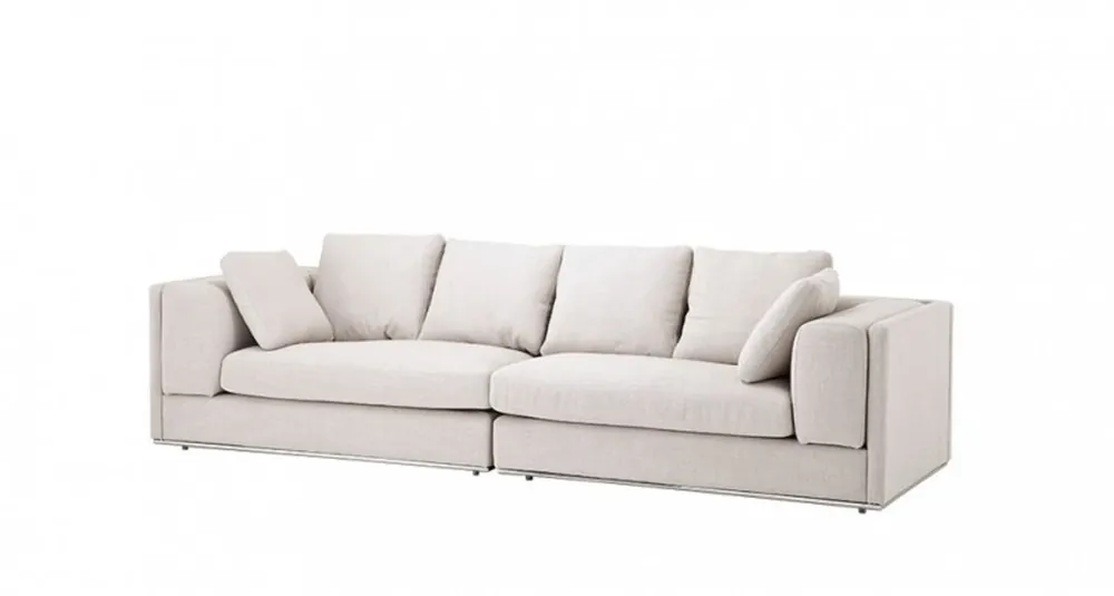 Casa Padrino luxury sofa panama natural with polished steel base - Luxury Furniture Top-Preis